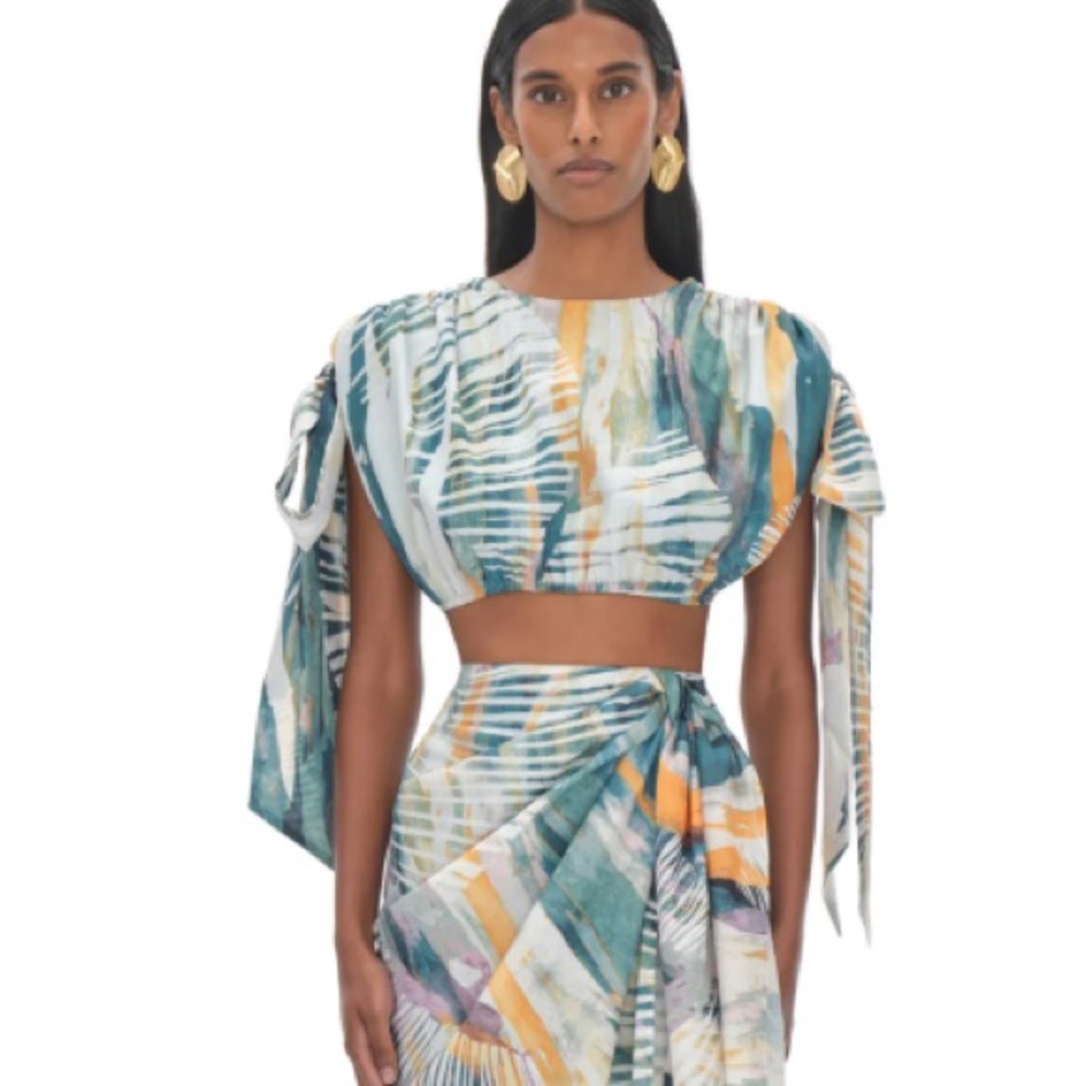 HALIMA ABSTRACT BARK CROPPED TOP